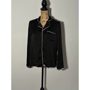 Forever 21 black silk pajamas shirt size large